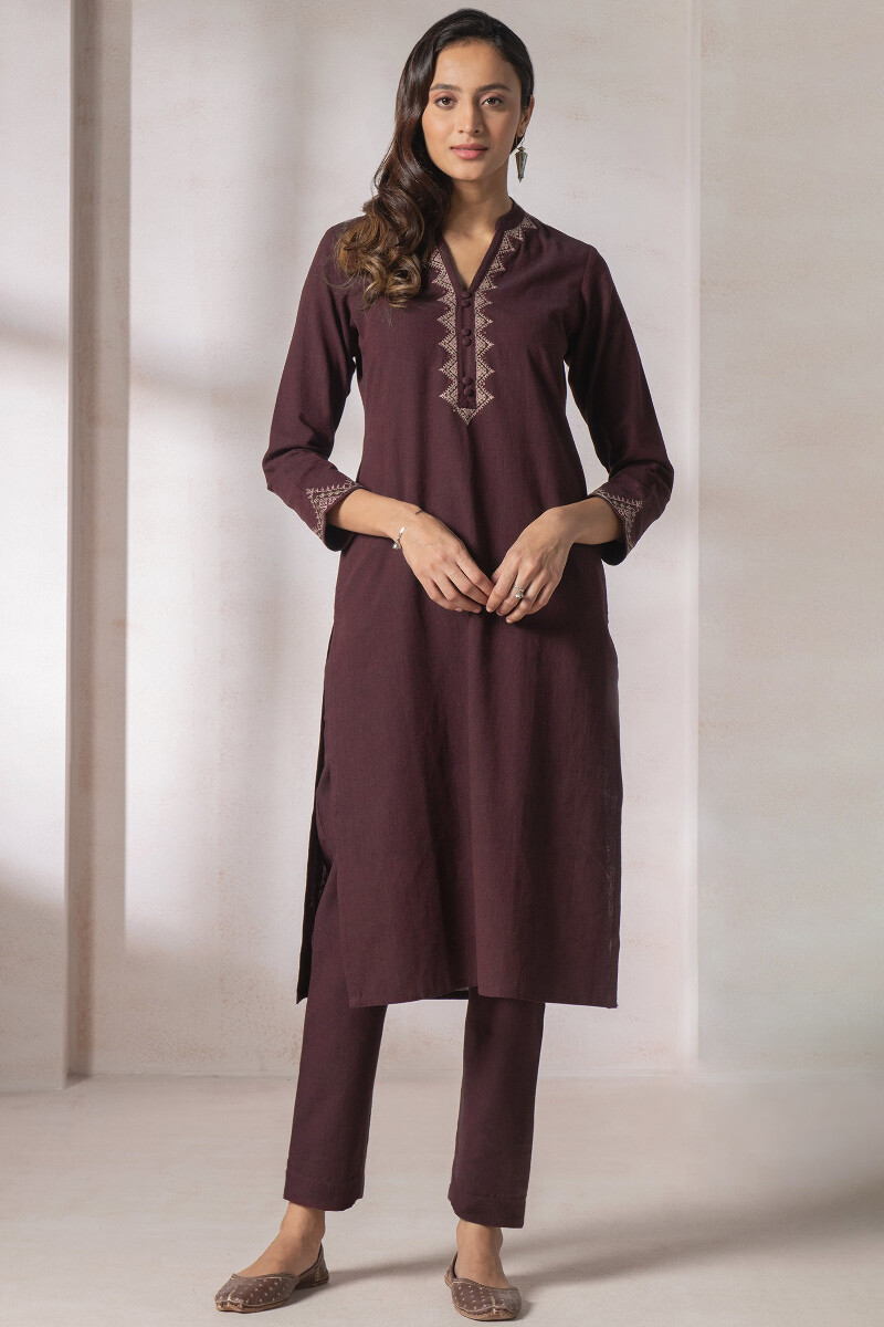 Maroon Handcrafted Handloom Narrow Pants