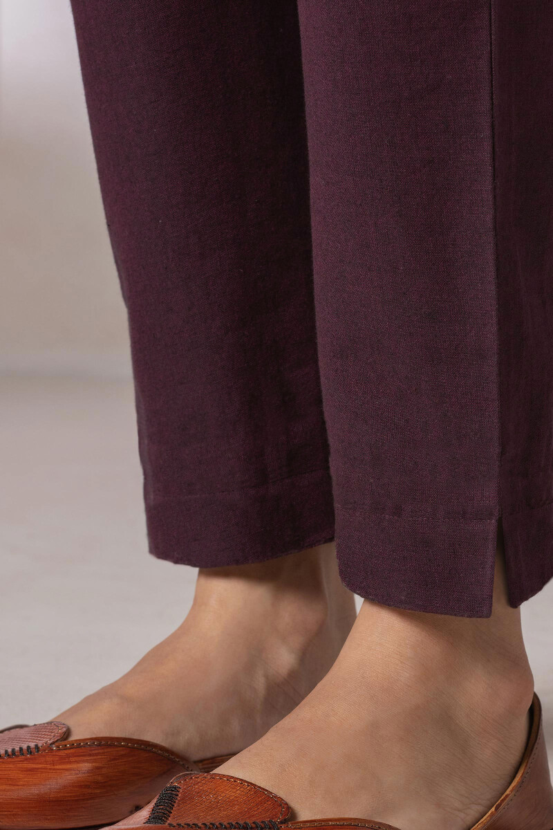 Maroon Handcrafted Handloom Narrow Pants