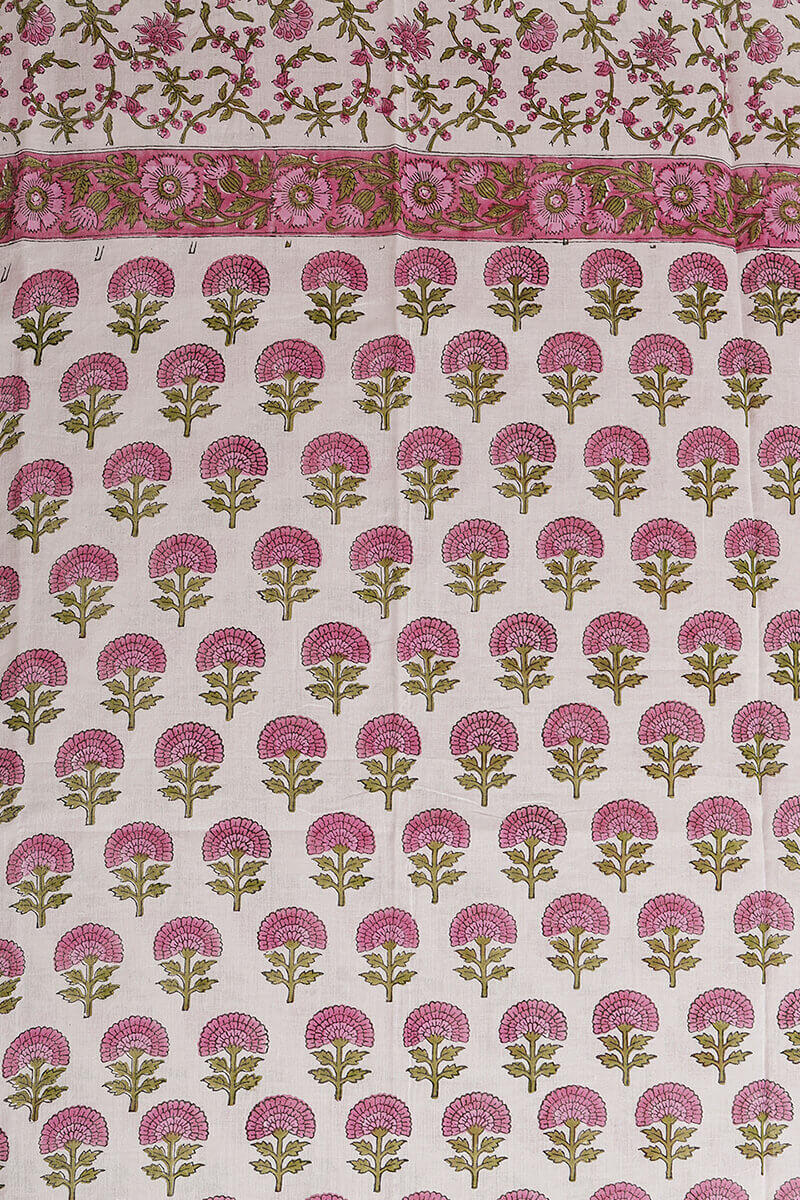 Pink Block Printed Cotton Dupatta