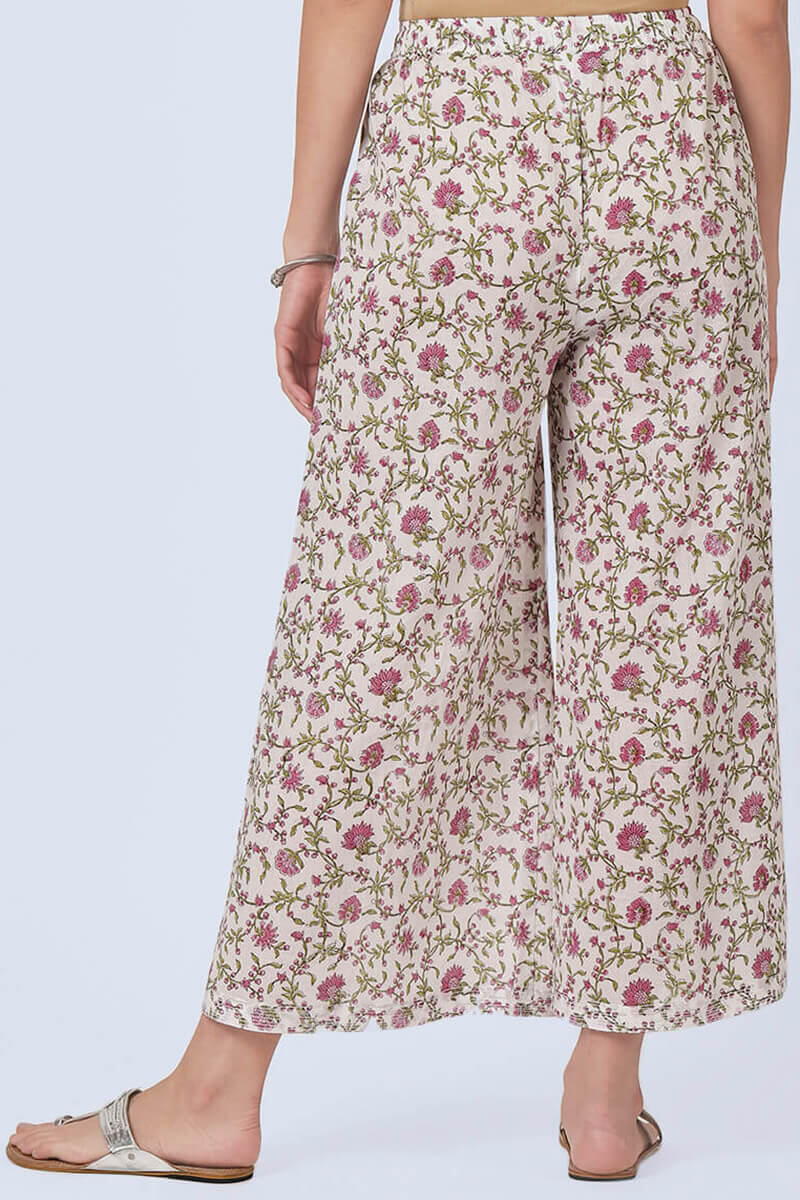 Pink Block Printed Cotton Palazzo