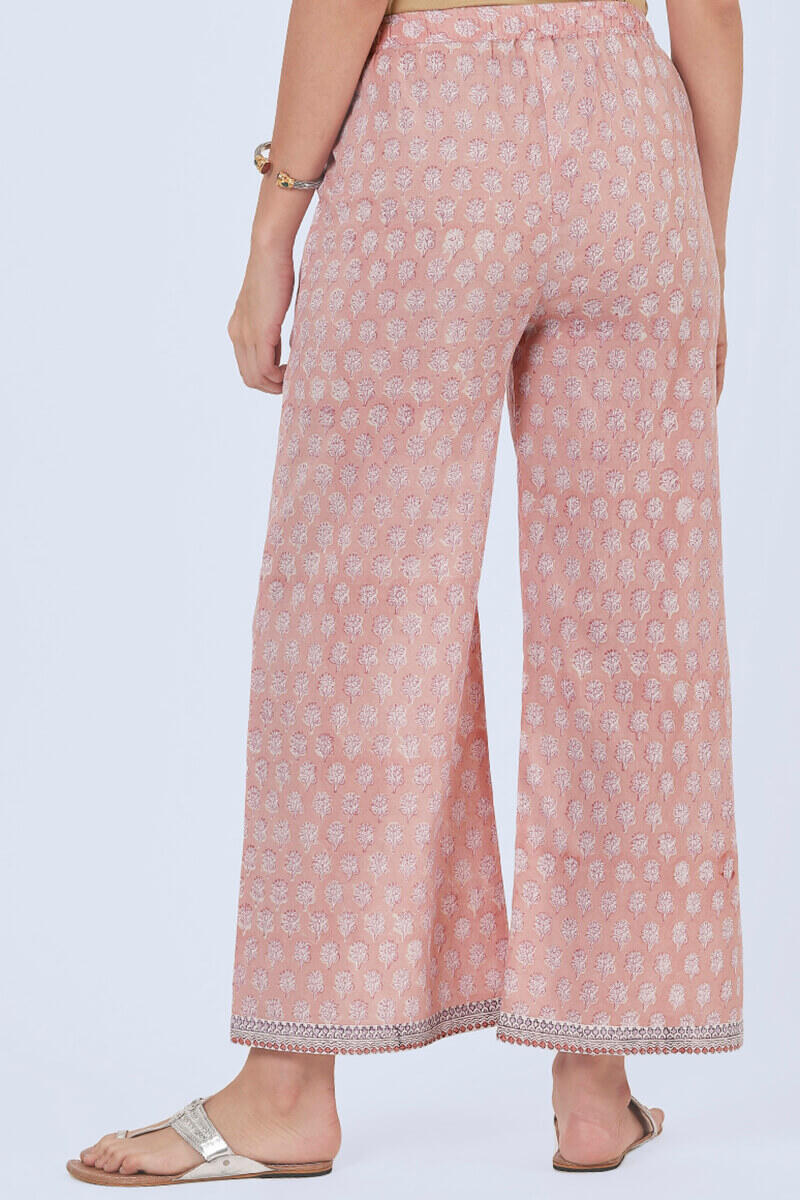 Pink Block Printed Cotton Farsi Pants