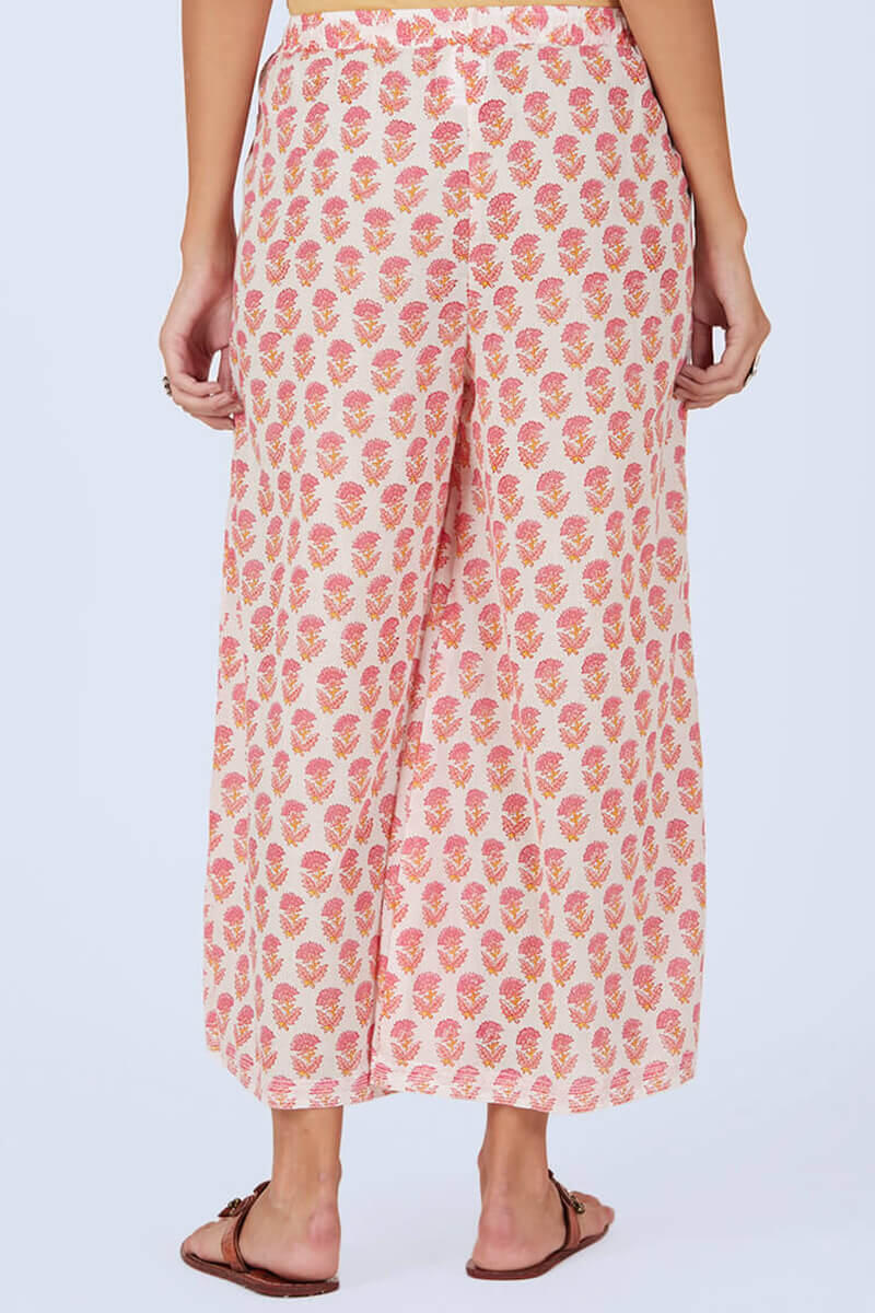 Pink Block Printed Cotton Palazzo