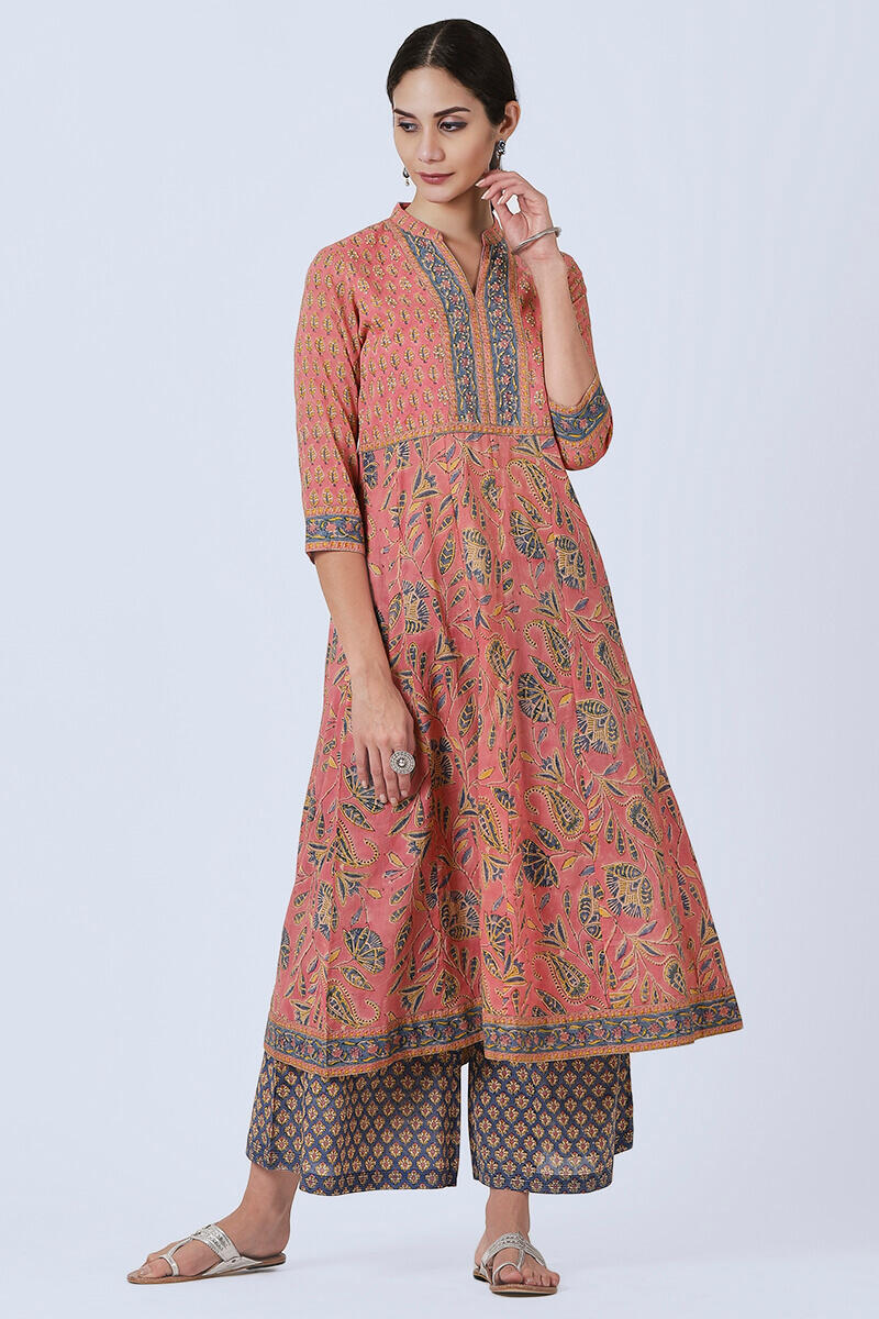 Blue Block Printed Cotton Palazzo