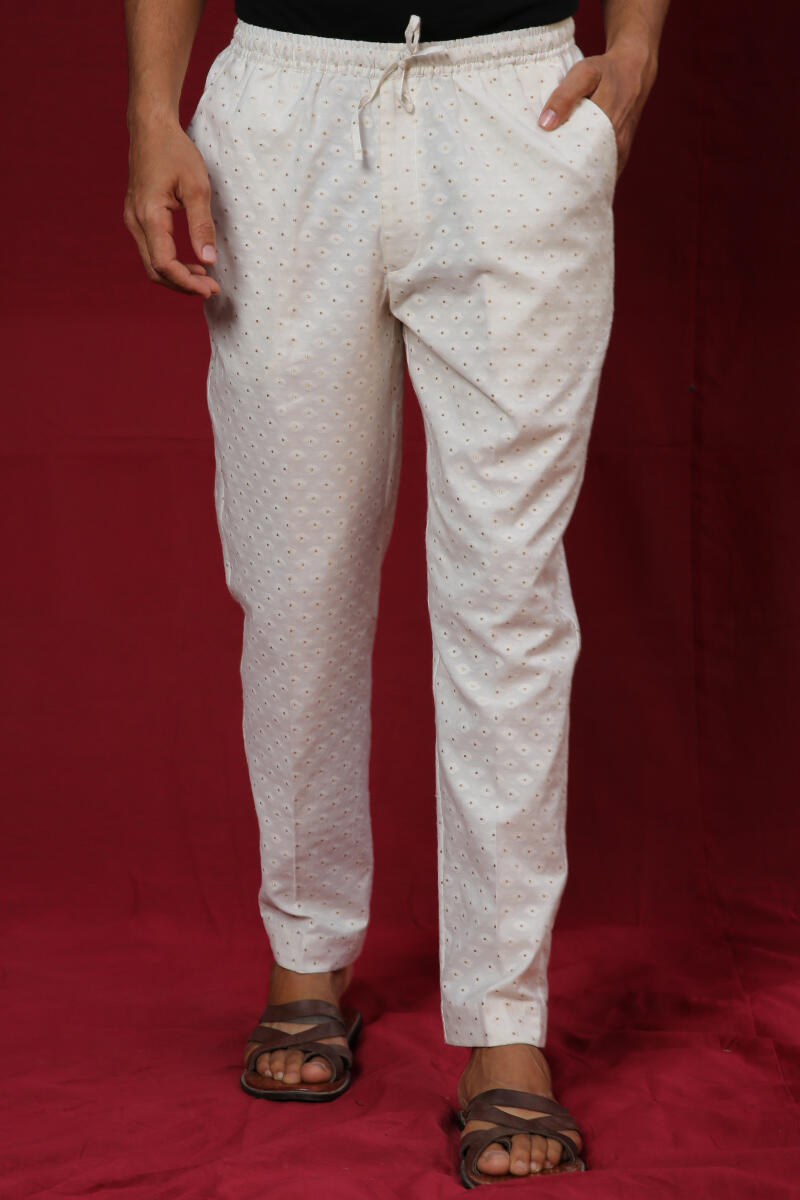 White Handcrafted Cotton Pants