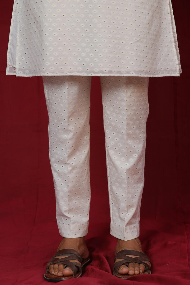 White Handcrafted Cotton Pants