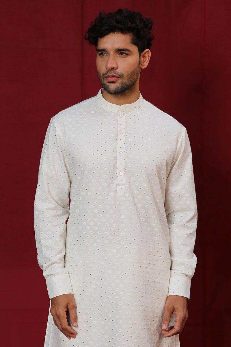 White Handcrafted Cotton Kurta