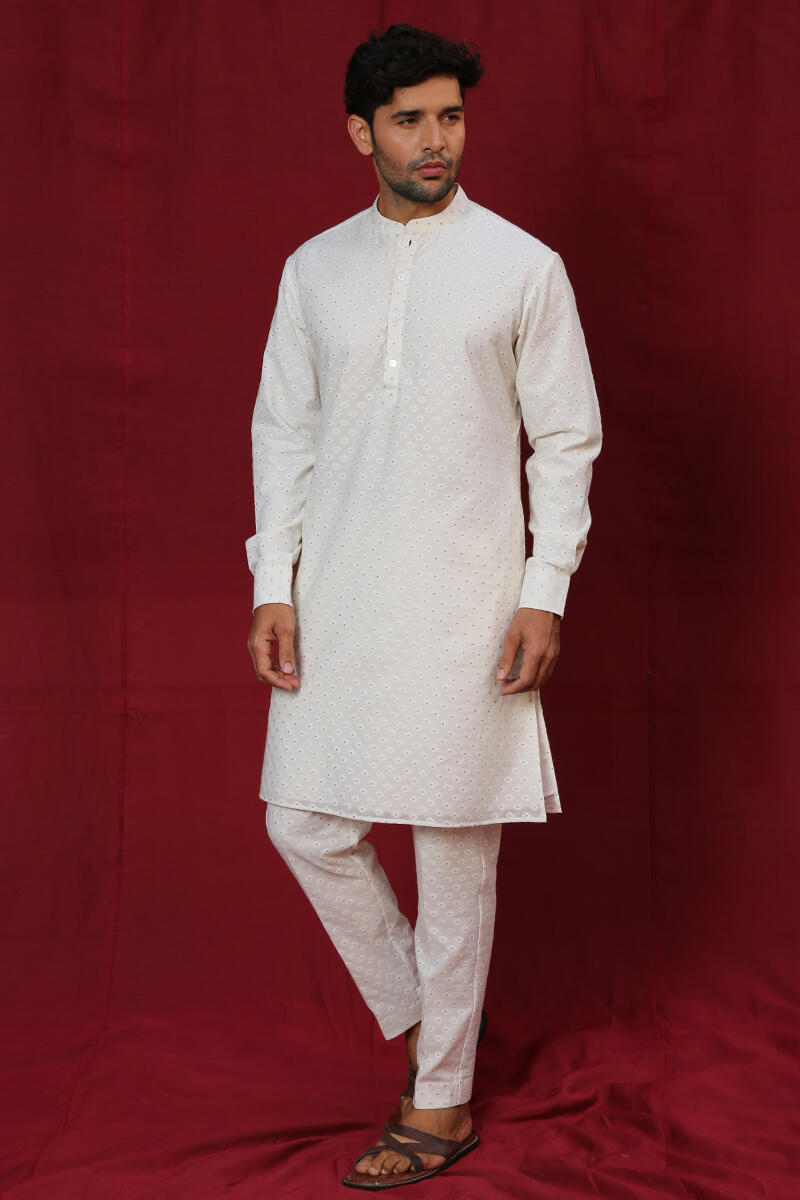 White Handcrafted Cotton Kurta