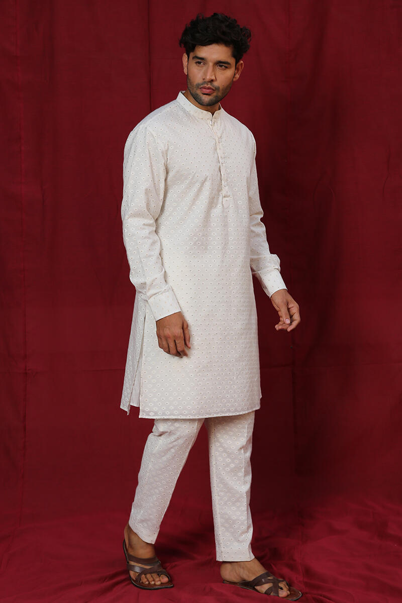White Handcrafted Cotton Kurta