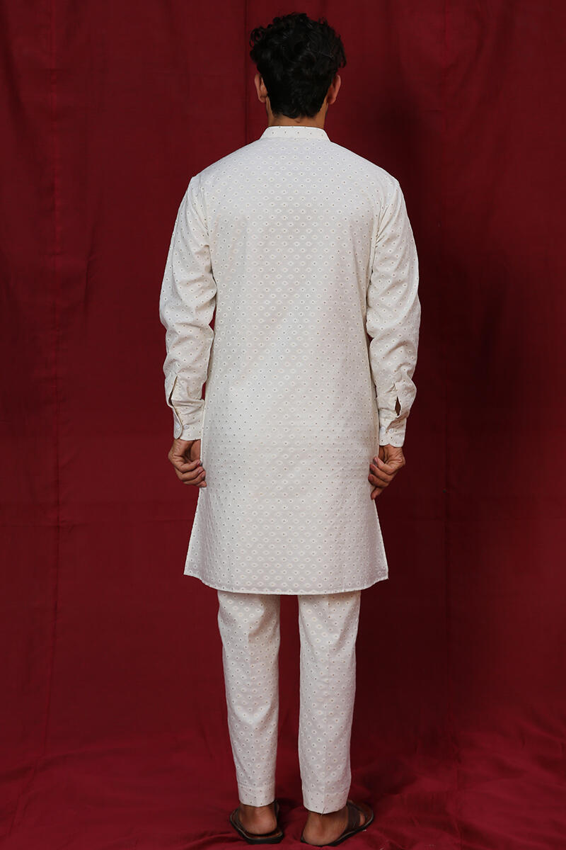 White Handcrafted Cotton Kurta