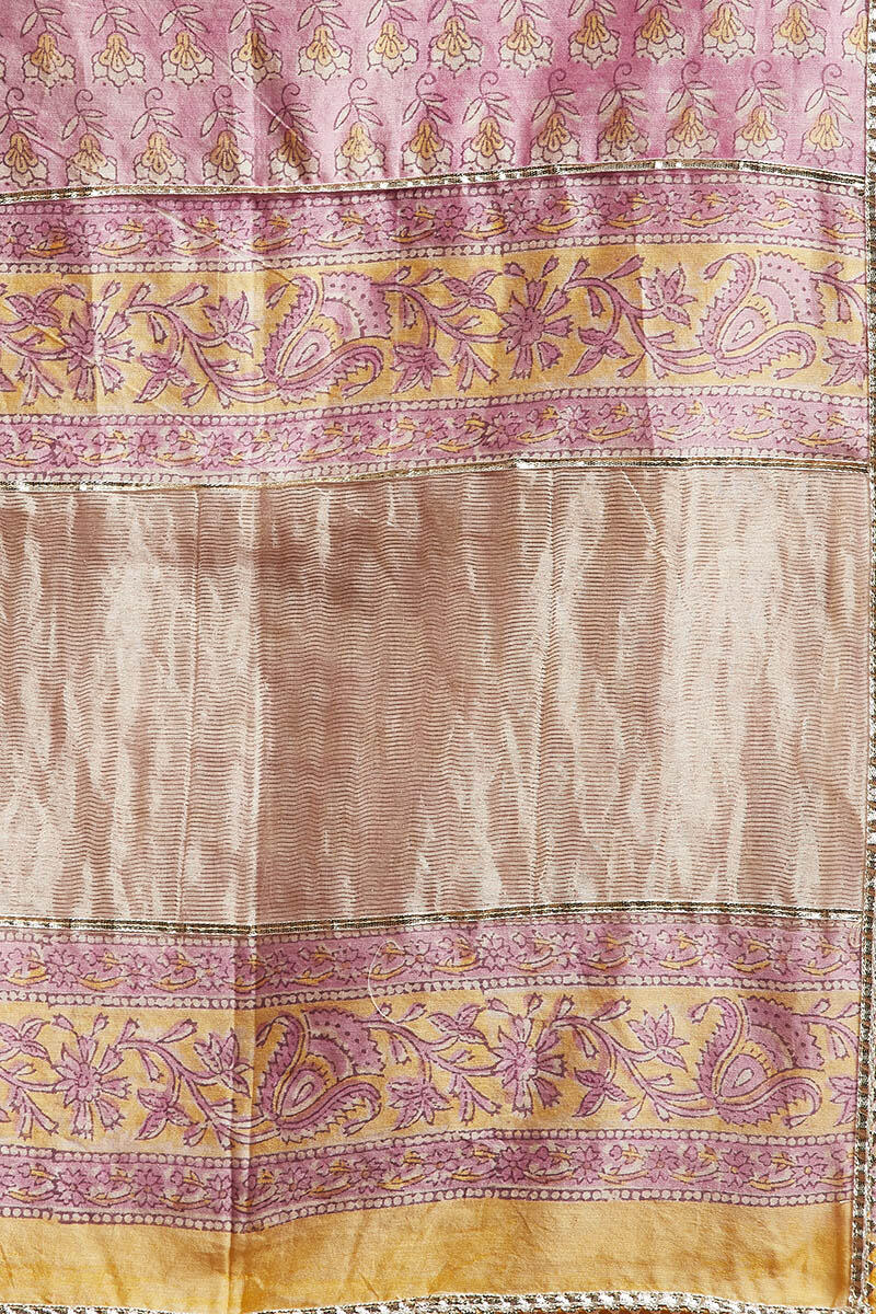 Purple Block Printed Chanderi Dupatta