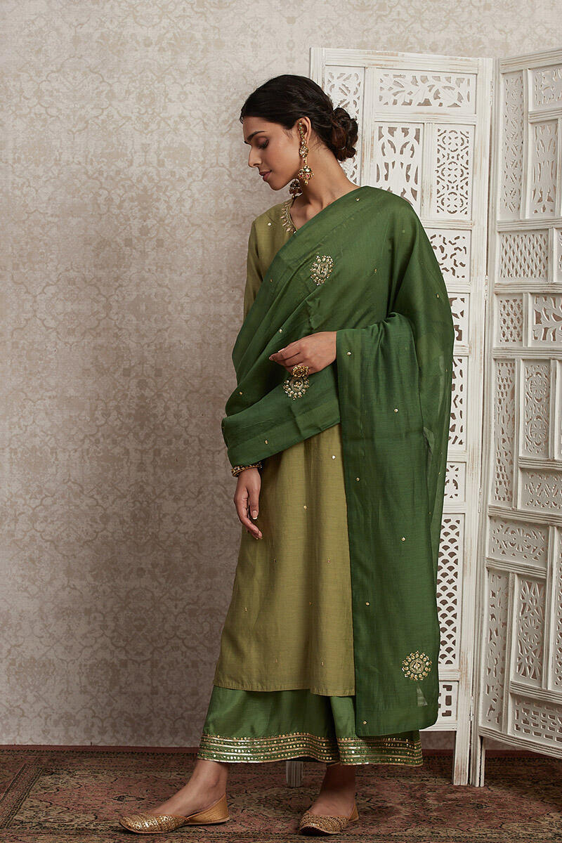 Green Handcrafted Cotton Dupatta