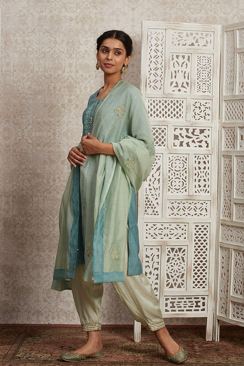 Green Handcrafted Cotton Dupatta