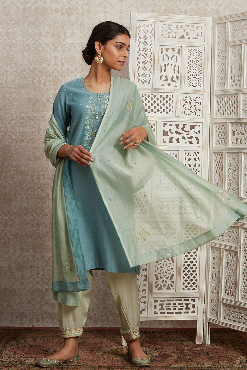 Green Handcrafted Cotton Dupatta