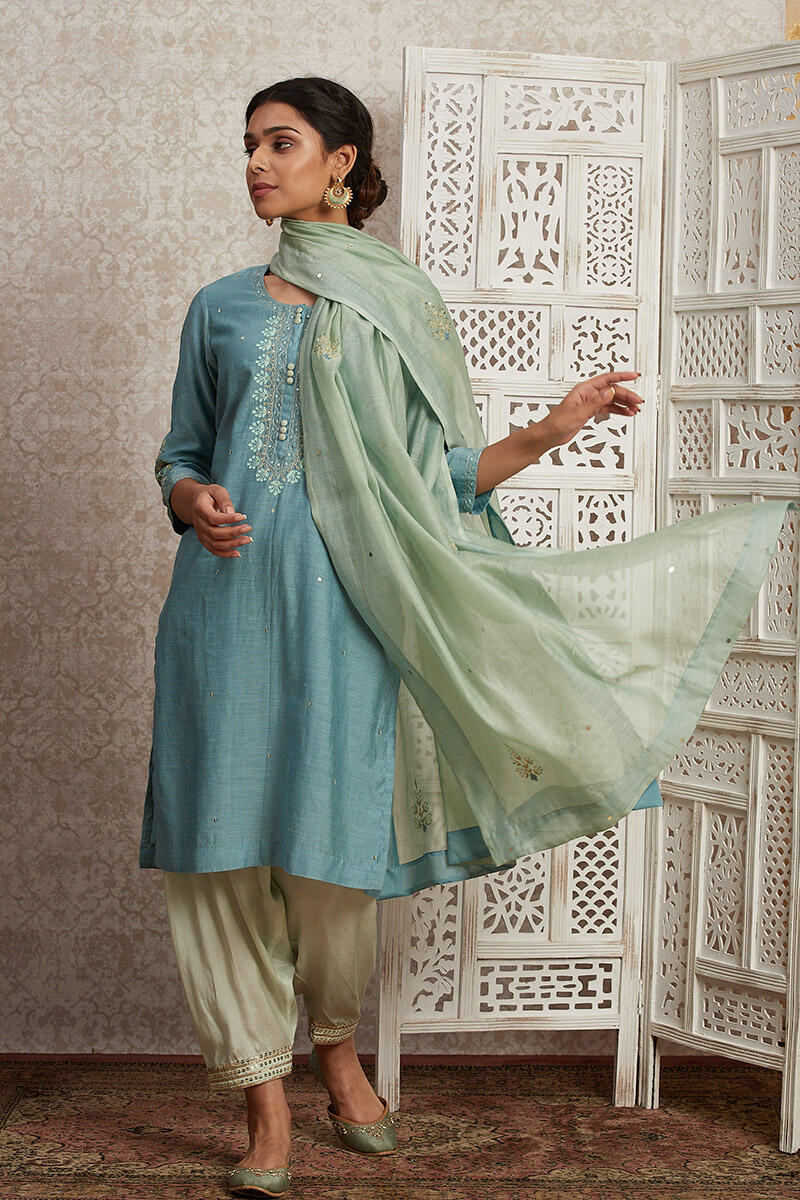Green Handcrafted Cotton Dupatta