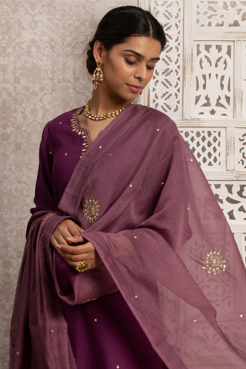 Purple Handcrafted Cotton Dupatta