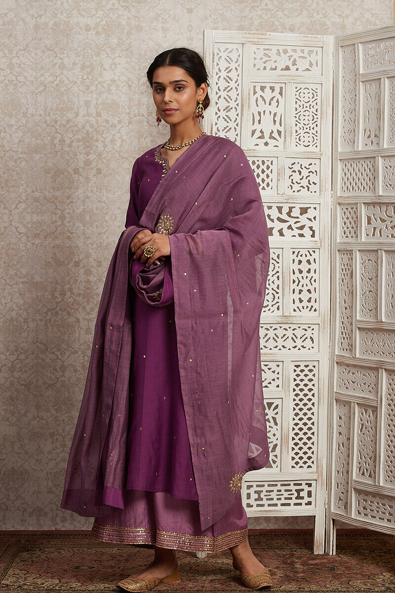Purple Handcrafted Cotton Dupatta