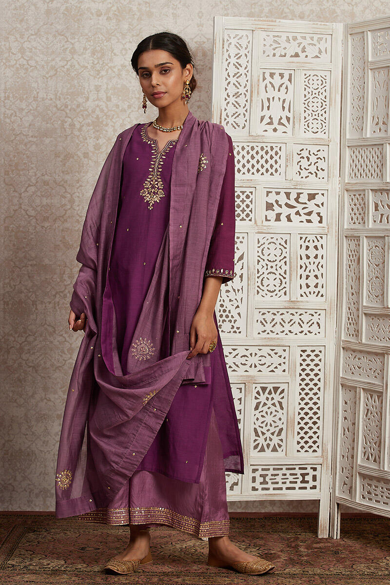 Purple Handcrafted Cotton Dupatta