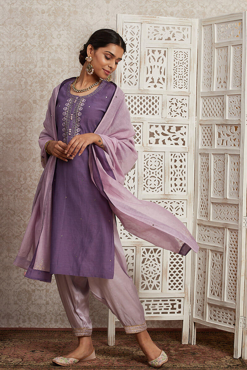 Buy Lavender Handcrafted Modal Salwar for Women FGSW20 18 Farida Gupta