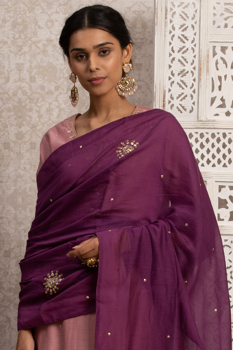 Purple Handcrafted Cotton Dupatta