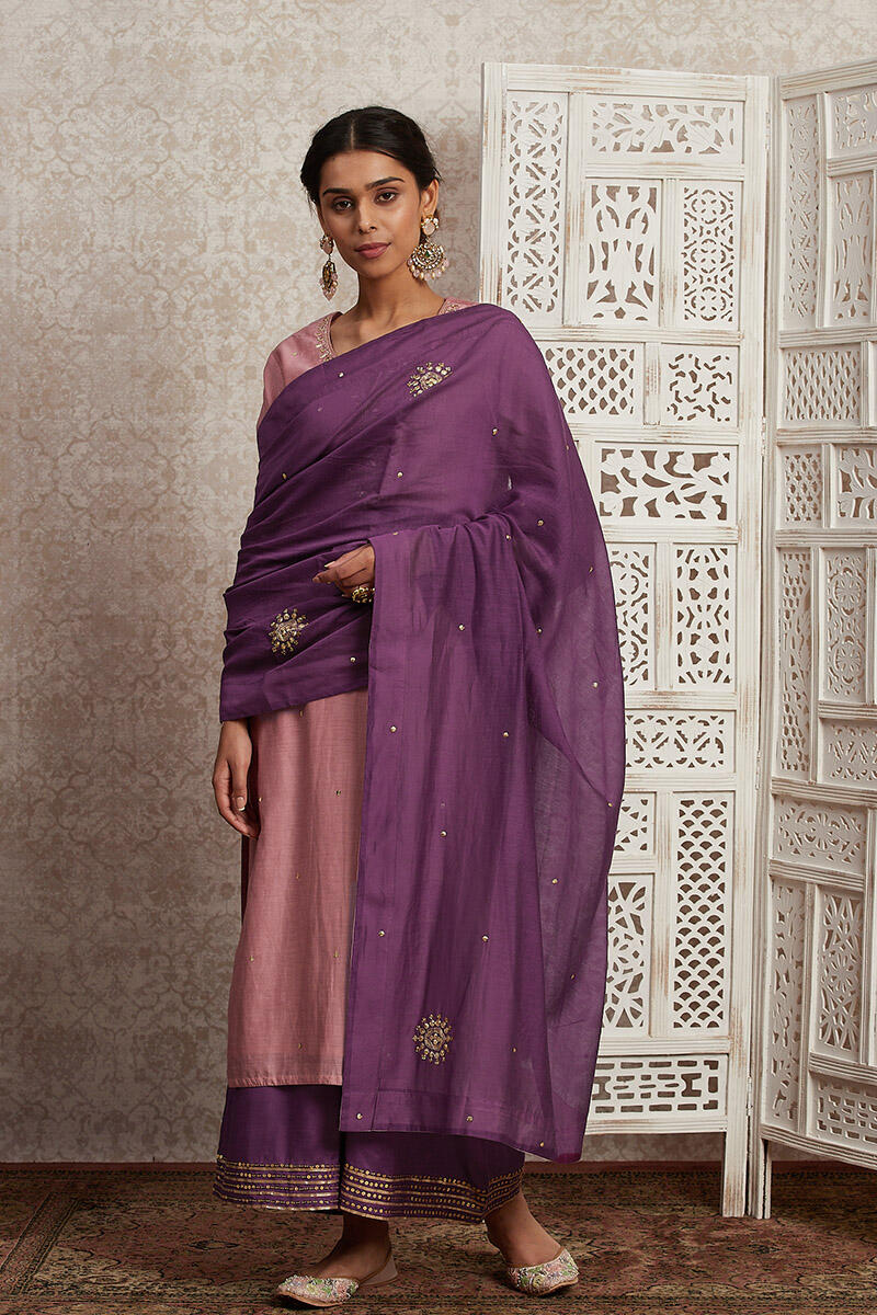 Purple Handcrafted Cotton Dupatta