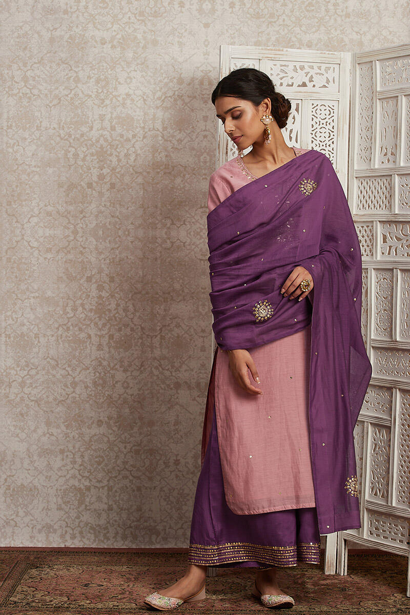 Purple Handcrafted Cotton Dupatta