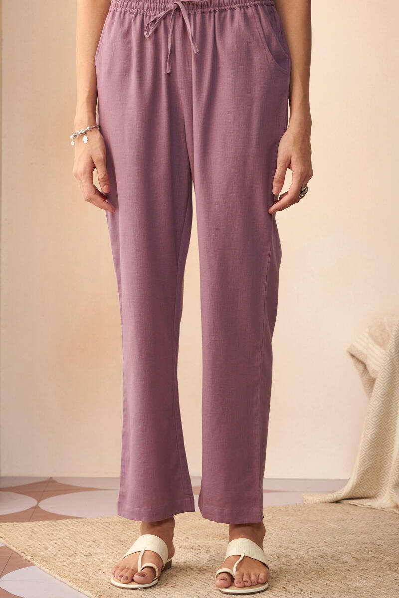 Purple Handcrafted Cotton Pants