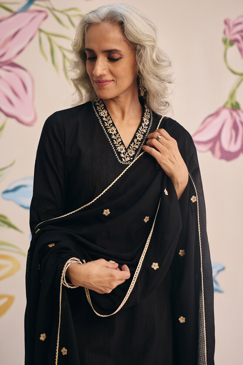 Black Handcrafted Kota Dupatta