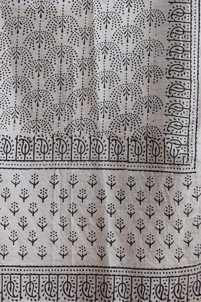 White Block Printed Cotton Dupatta