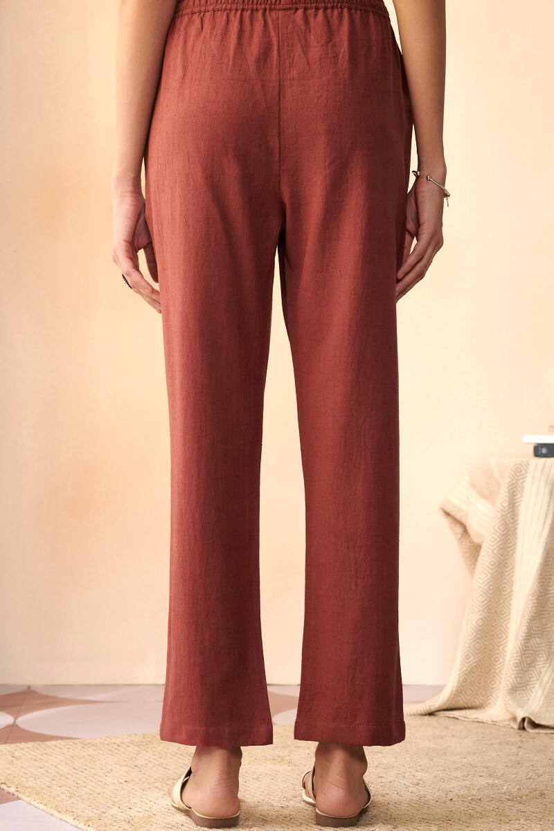 Red Handcrafted Cotton Pants