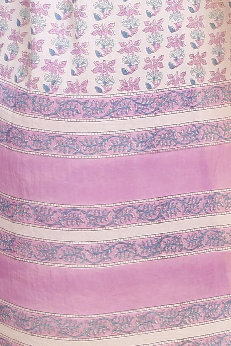 Purple Block Printed Cotton Dupatta