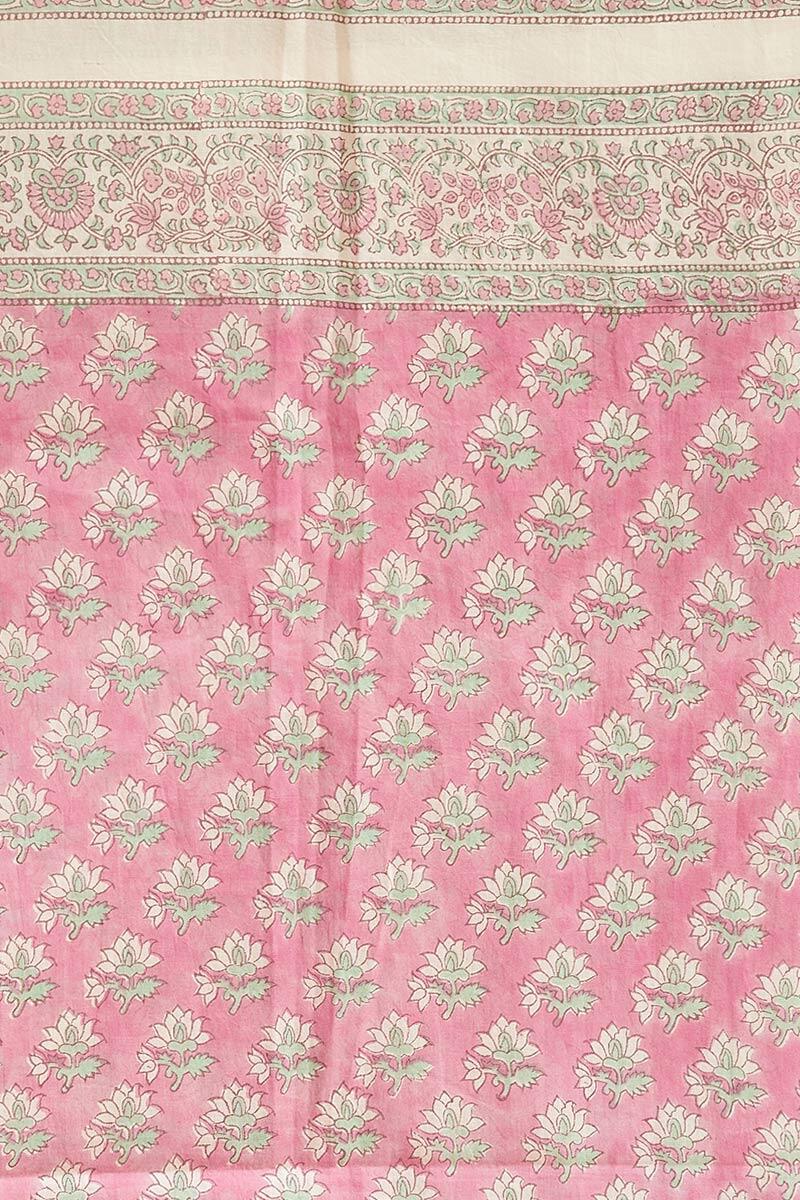Pink Block Printed Cotton Dupatta