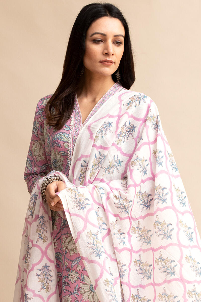 Sanganeri Block Printed Cotton Dupatta