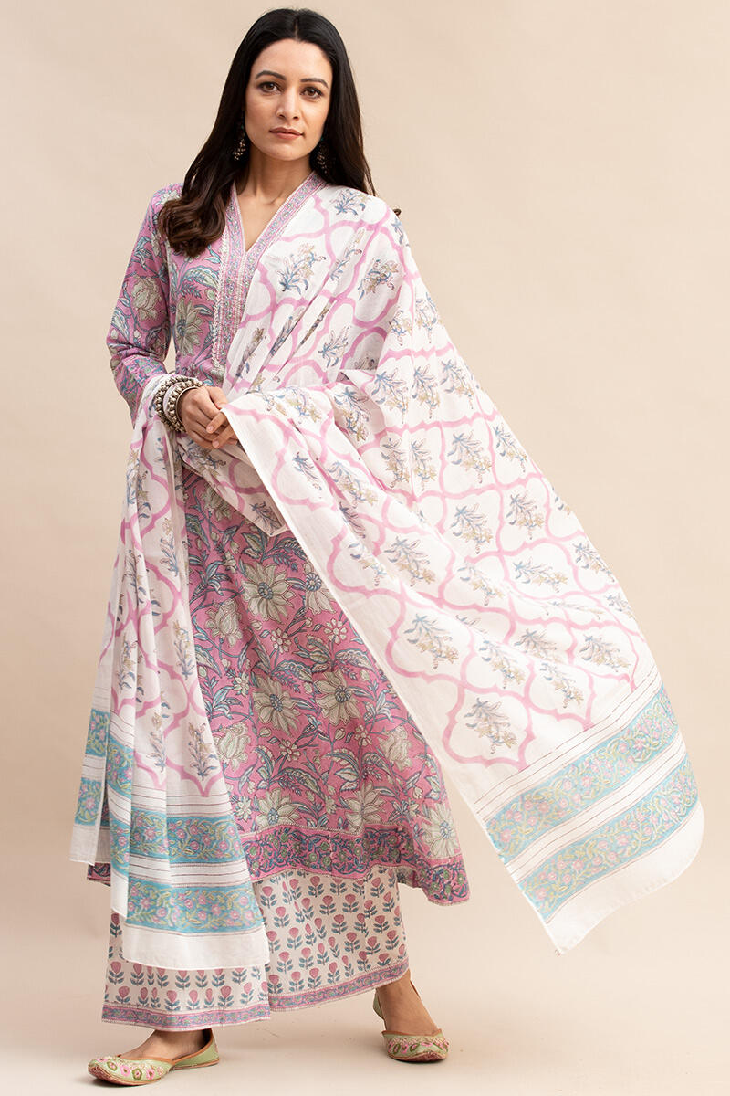 Sanganeri Block Printed Cotton Dupatta