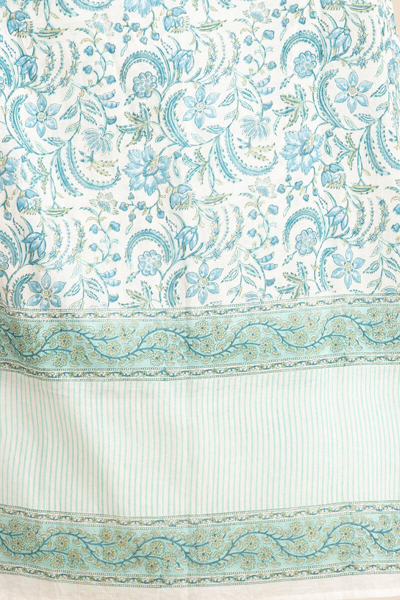White Block Printed Cotton Dupatta