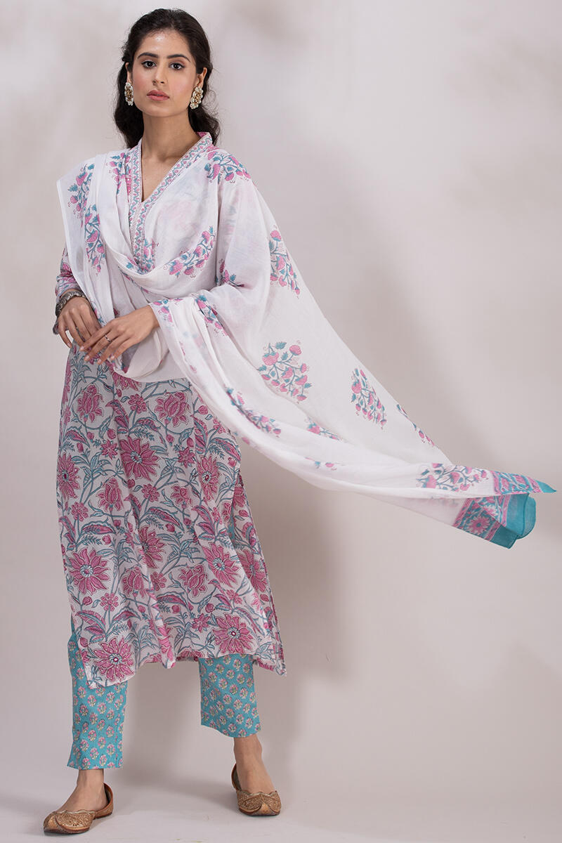 Sanganeri Block Printed Cotton Dupatta
