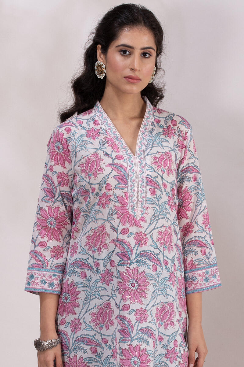 Sanganeri Block Printed Straight Cotton Kurta