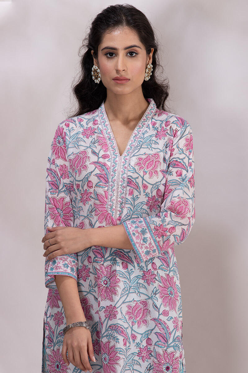 Sanganeri Block Printed Straight Cotton Kurta
