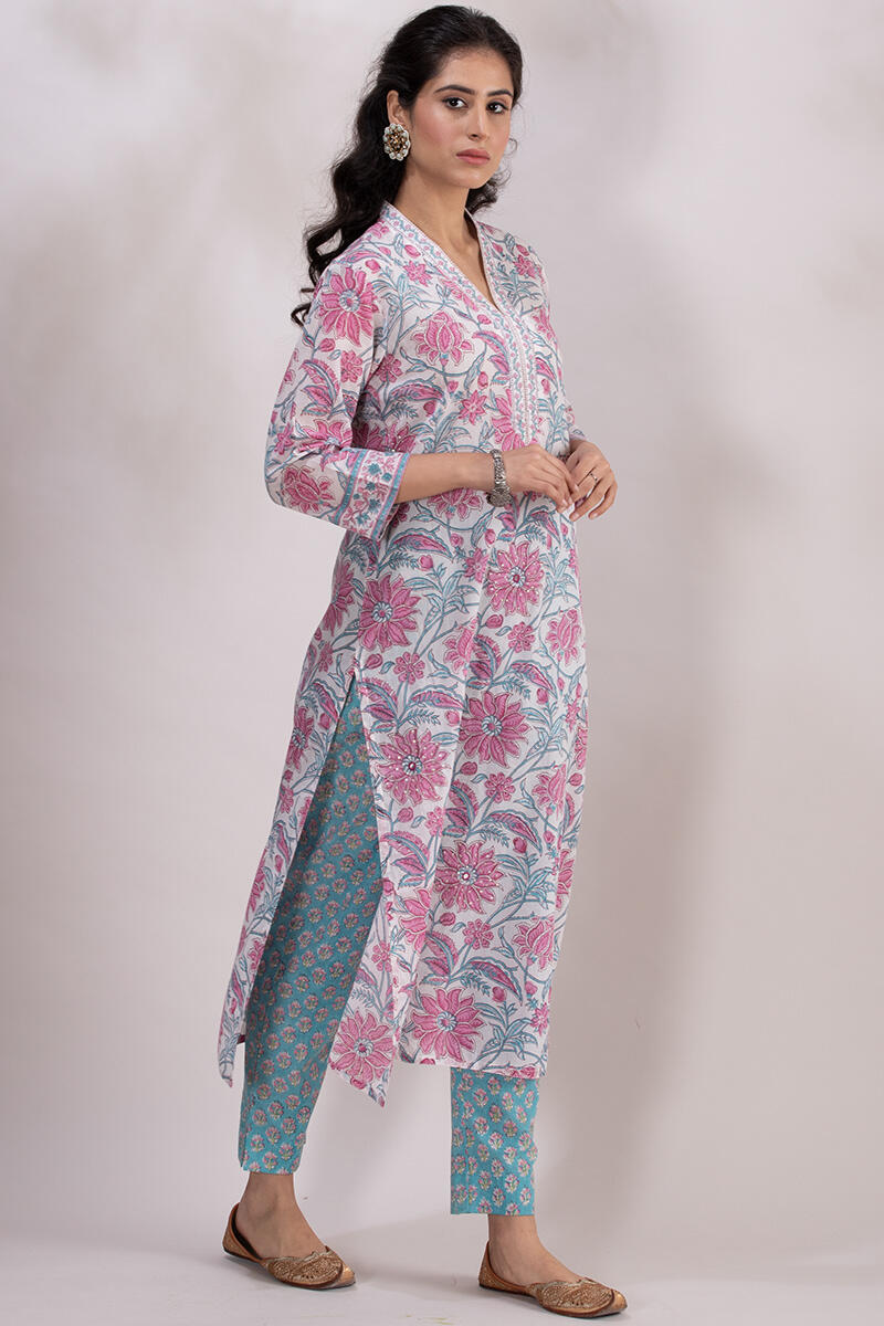 Sanganeri Block Printed Straight Cotton Kurta