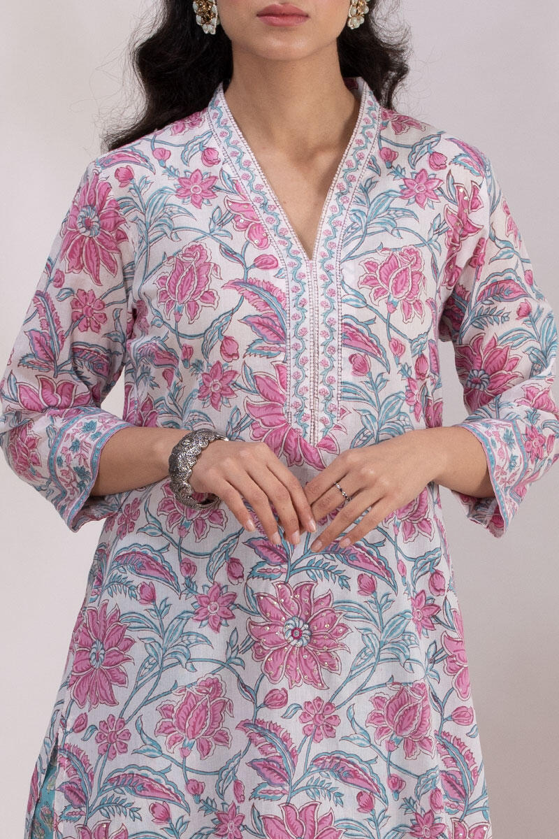 Sanganeri Block Printed Straight Cotton Kurta