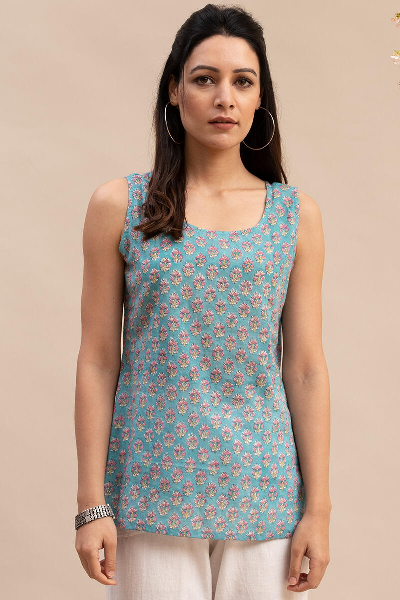 White Block Printed Cotton Kimono