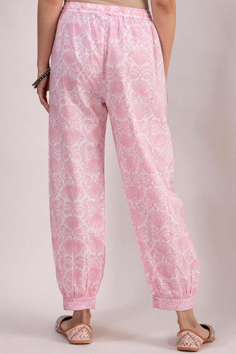 Pink Block Printed Cotton Izhar Pants
