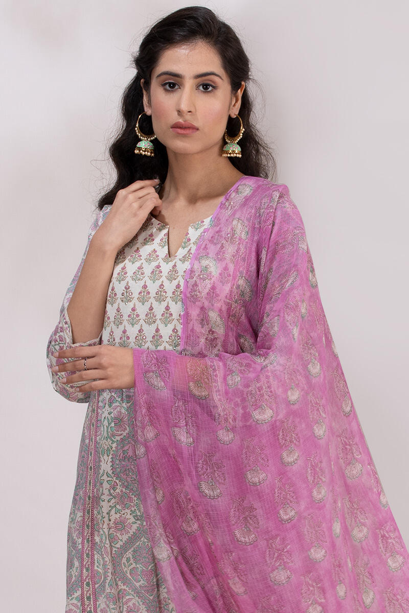 Sanganeri Block Printed A-line Cotton Kurta