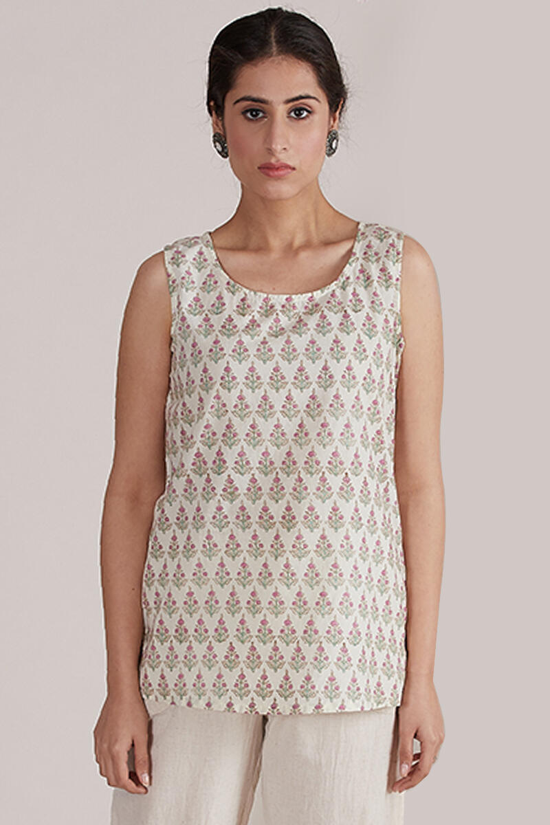 Off-White Block Printed Cotton Kimono