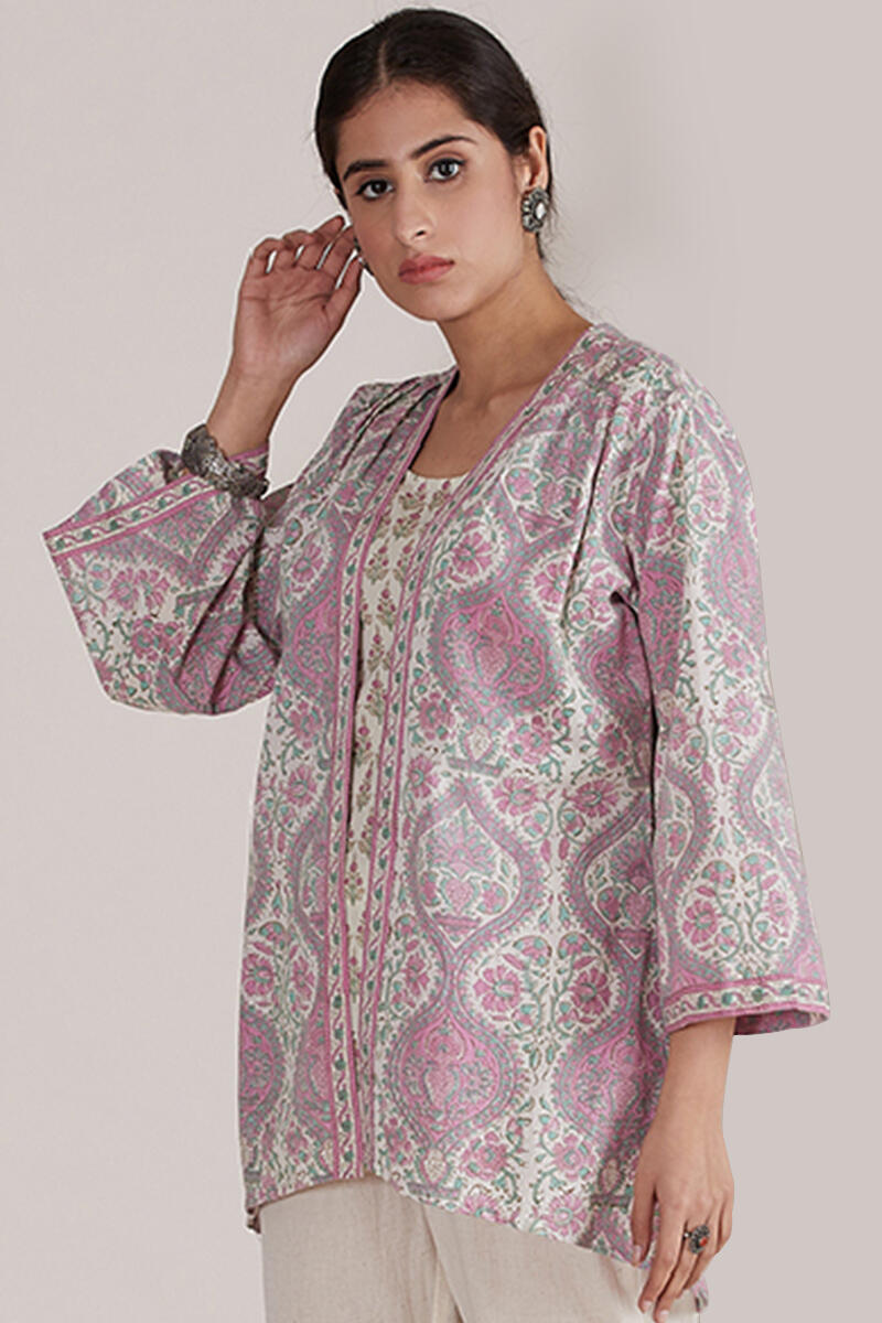 Off-White Block Printed Cotton Kimono
