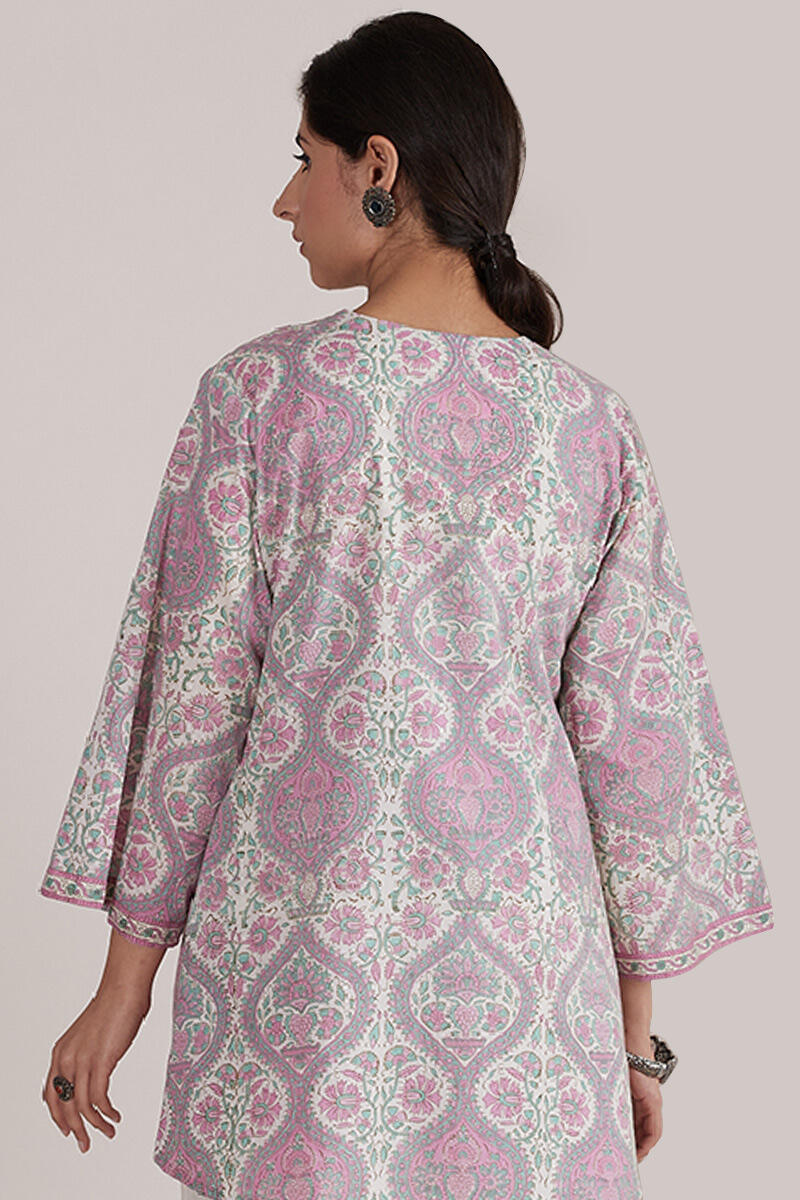 Off-White Block Printed Cotton Kimono