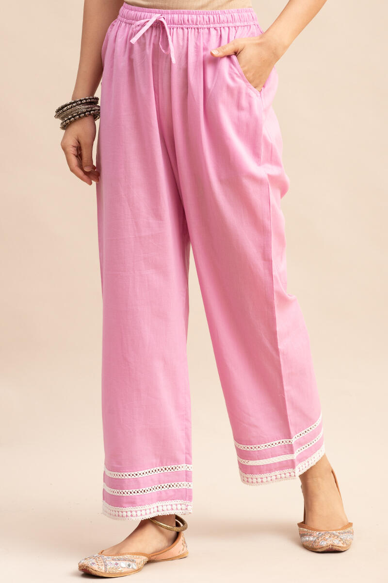 Pink Handcrafted Cotton Straight Farsi