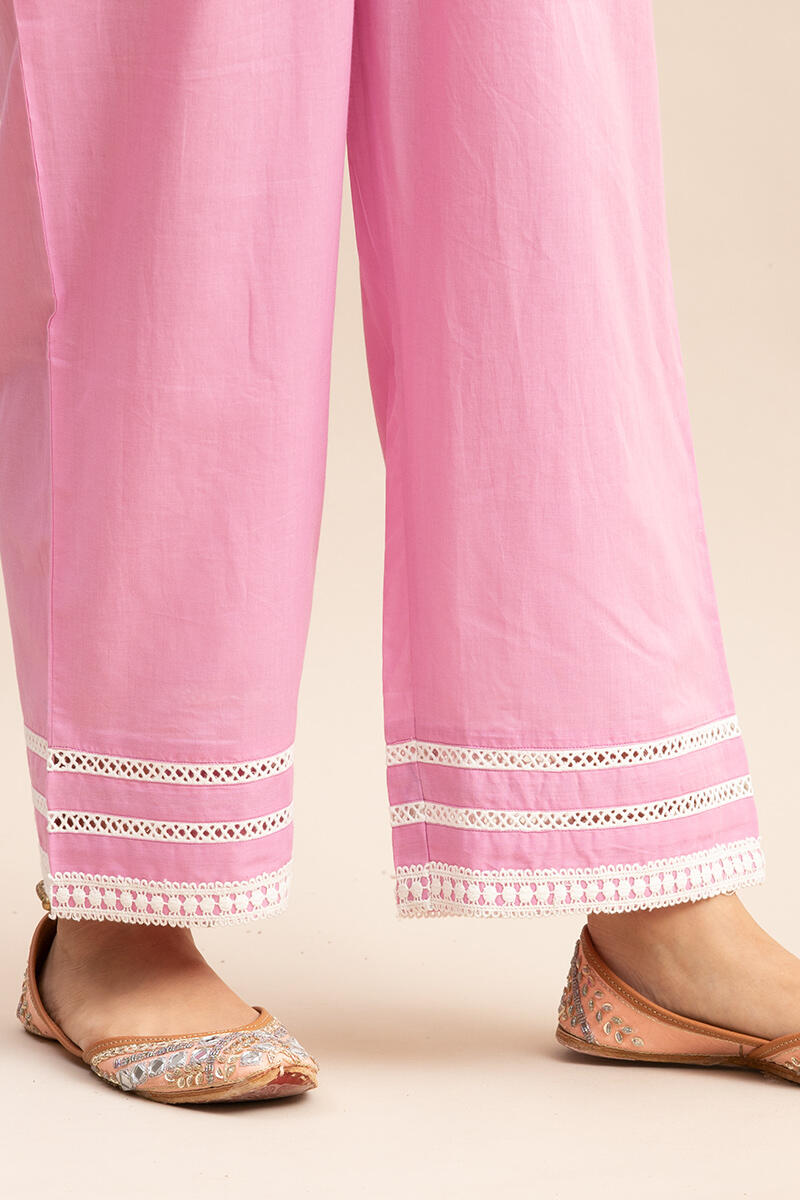 Pink Handcrafted Cotton Straight Farsi