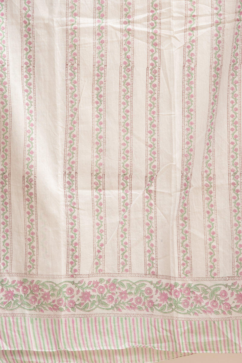 White Block Printed Cotton Dupatta