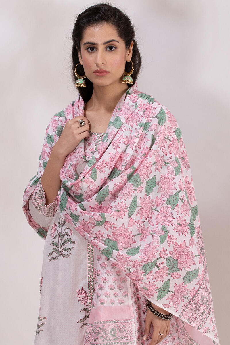 Sanganeri Block Printed Cotton Dupatta