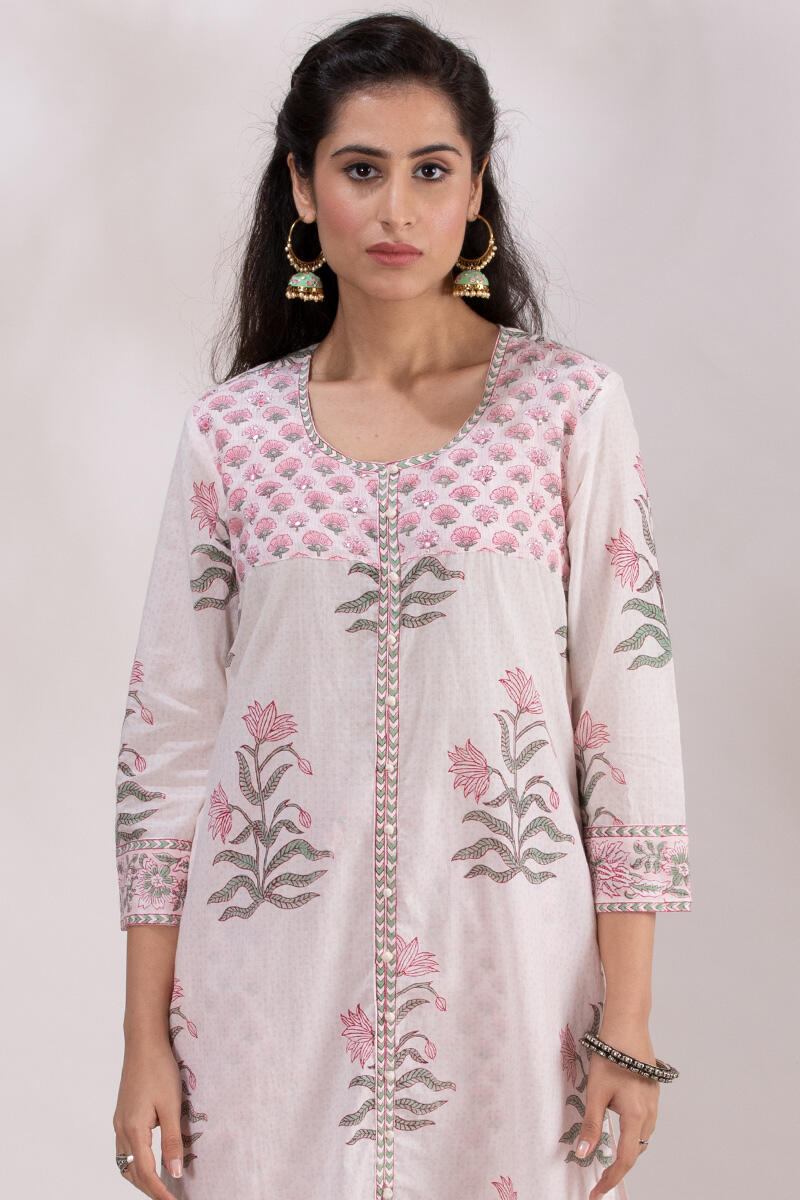 Sanganeri Block Printed Straight Cotton Kurta